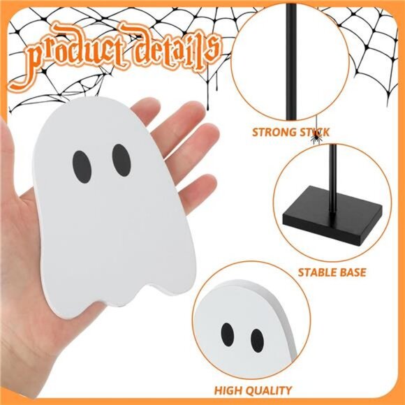 3 Pcs Halloween Ghost Table Decor Wood Tiered Tray Decorations - Picture 4 of 7